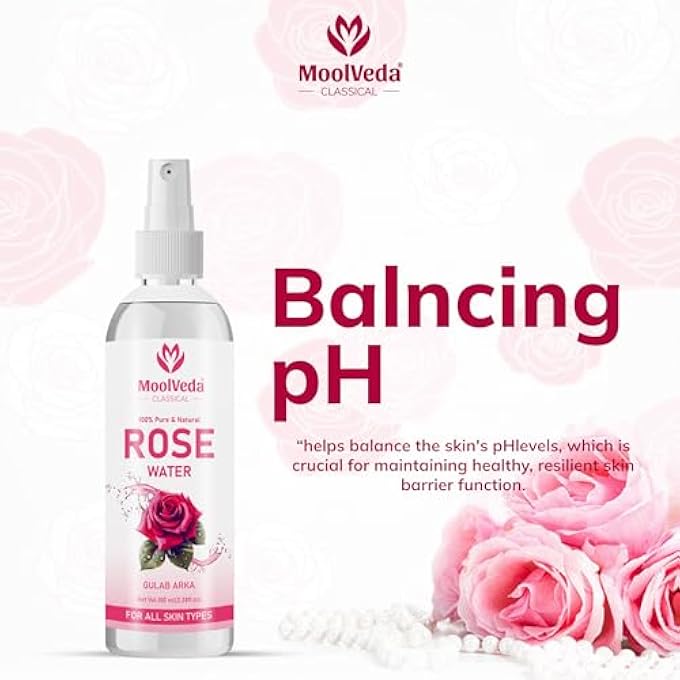 Moolveda PREMIUM ROSE WATER(GULAB JAL) /FACE TONER | ALCOHOL FREE | CLEANSES, HYDRATES & MOISTURISES SKIN | BALANCES & RESTORES SKIN'S PH LEVELS | FOR ALL SKIN TYPES, 100ML - Image 2